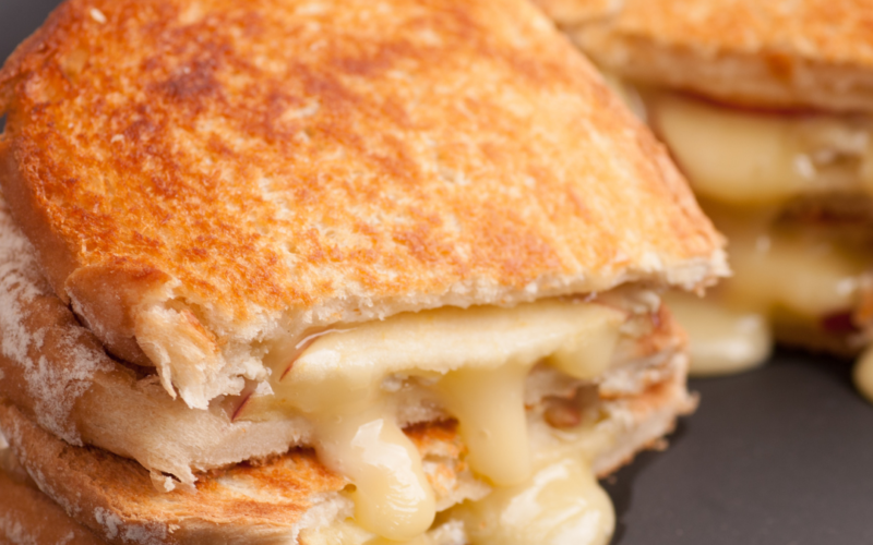 Delicious cut grilled cheese sandwich