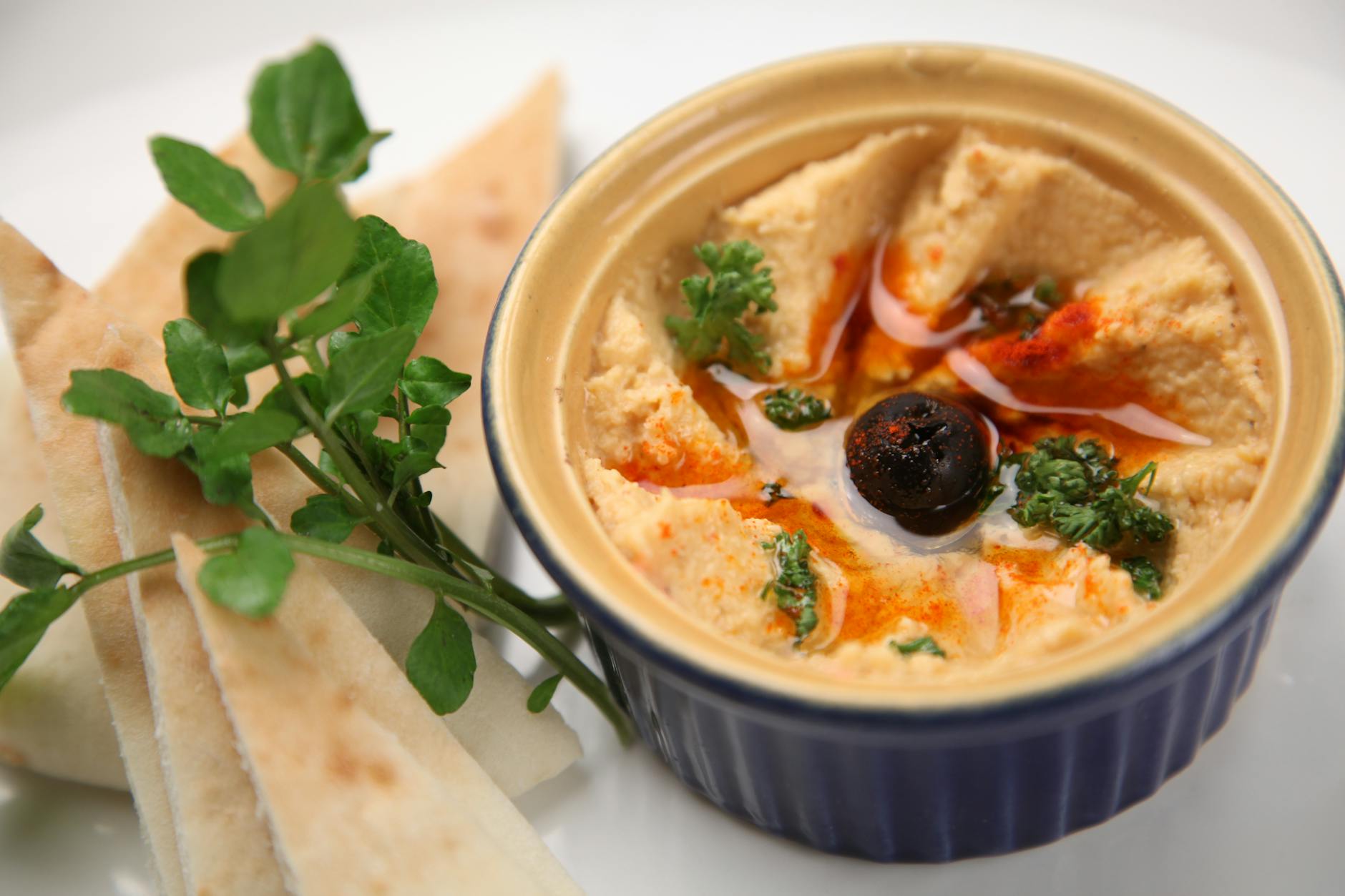 fresh made dip fresh hummus and pita bread
